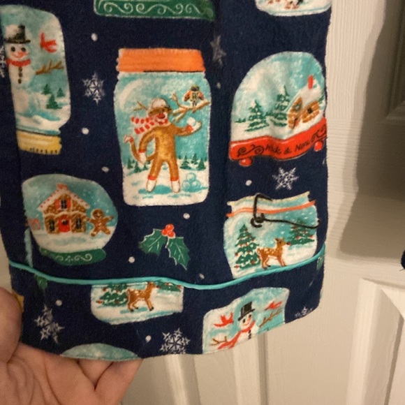 Nick & Nora Sock Monkey Snow globe Christmas pajama set flannel EUC - Picture 10 of 12